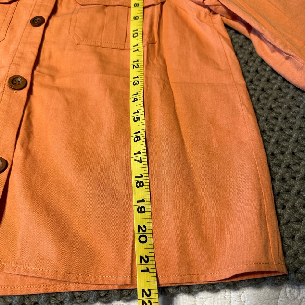 NWT PetalLush Sz M 3/4 sleeve button up shirt front pockets pumpkin colored - Picture 6 of 6